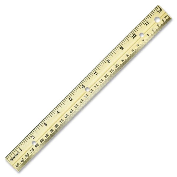 Acme United Corporation  English/Metric Ruler, Metal Edge, Wood, 12" L, Natural Thumbnail