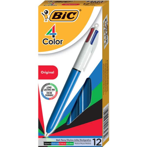 Bic  4-Color Ink Ballpoint Pen, Medium Pt, BE/WE Barrel/AST Ink Thumbnail
