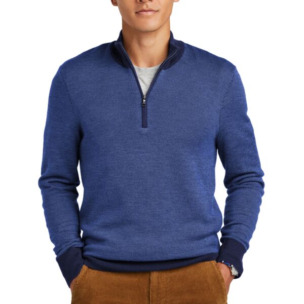 Brooks Brothers Washable Merino Birdseye 1/4 Zip Sweater Thumbnail